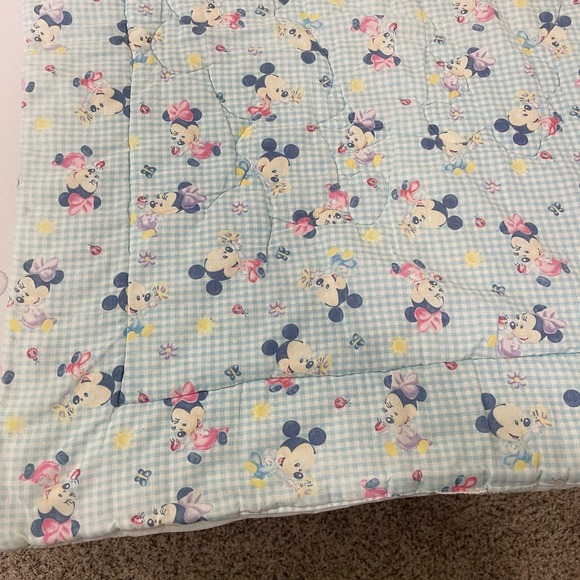 VTG Disney Baby Crib Blanket Comforter Mickey Minnie Flower Butterfly Ladybug - Picture 11 of 15